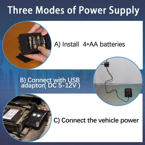 Vista 3 de Tirgo 2 piezas Repelente de Roedores para Coche Bajo el Capó, Repelente de Ratones Ultrasónico con Luz Estroboscópica, Alimentado por Batería