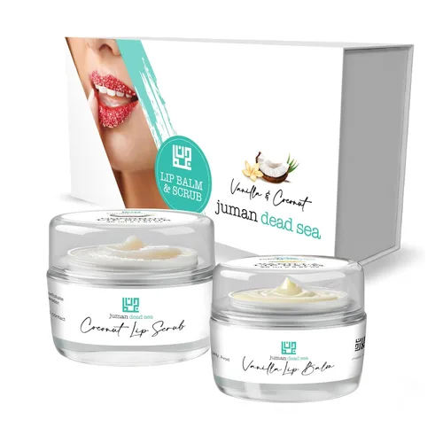 Vista 10 de Juman Set de regalo de labios de minerales del mar muerto Con aceites esenciales Set exfoliante labial e hidratante Masilla y canela Vegano