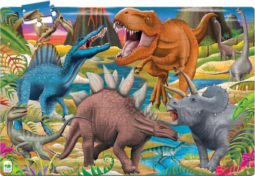 Vista 3 de The Learning Journey Puzzle Doubles que brilla en la oscuridad – Dinos – Rompecabezas preescolar de 100 piezas que brilla en la oscuridad