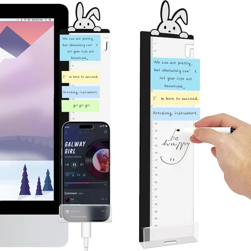 Vista 10 de Accesorios de escritorio de oficina, 2 unidades, multifunción, tablero de notas para monitor de computadora, suministros de oficina para mujeres