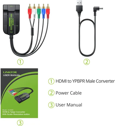 Vista 7 de LiNKFOR 1080P HDMI a Componente Convertidor Escalador HDMI a YPbPr Convertidor convertir HDMI a componente HDMI a video Convertidor HDMI a 5RCA RGB