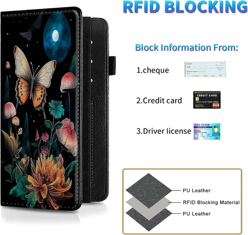 Vista 18 de Funda para chequera para hombres y mujeres, cartera de cuero RFID con ranuras para tarjetas de crédito, soporte de cheques duplicados personales