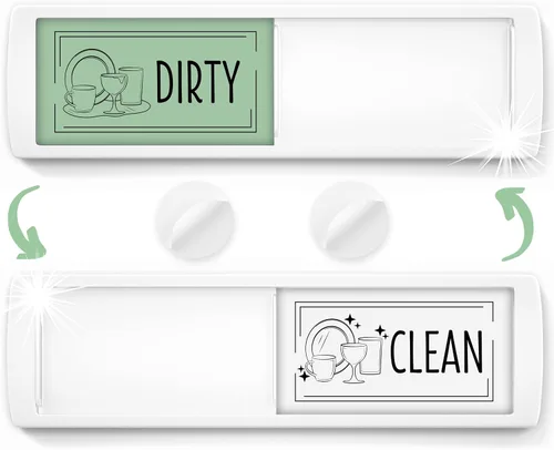 Vista 11 de ASSURED SIGNS Imán para lavavajillas Clean Dirty Sign 7 x 2 pulgadas, construcción premium Eliminate Kitchen Confusion, Strong Magnetic Hold