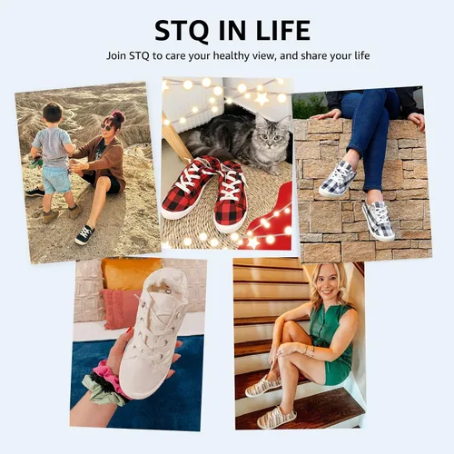 Vista 9 de STQ - Tenis sin cordones para mujer cómodos zapatos casuales de lona