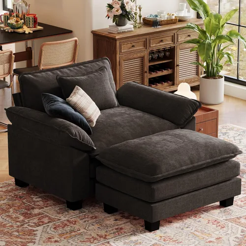 Vista 57 de CDCASA Silla de acento de gran tamaño de 50'' con otomana Asiento extra ancho y profundo estilo sofá nube para sala de estar, dormitorio, rincón