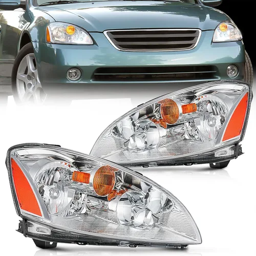 Vista 13 de Nilight - Conjunto de faros delanteros compatibles con Nissan Altima 2002, 2003, 2004. Carcasa negra, reflector ámbar, lente transparente. Faros