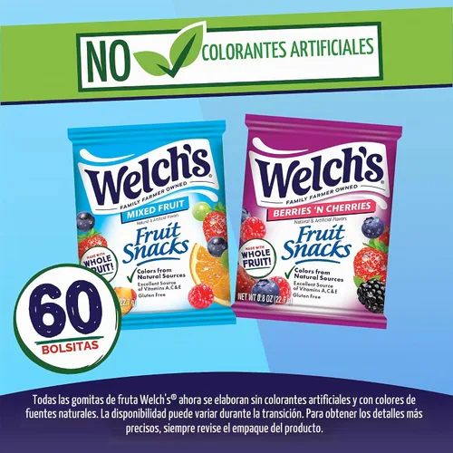 Vista 3 de Welch's Bocadillos de frutas, frutas mixtas y bayas 'N cerezas, 0.8 onzas