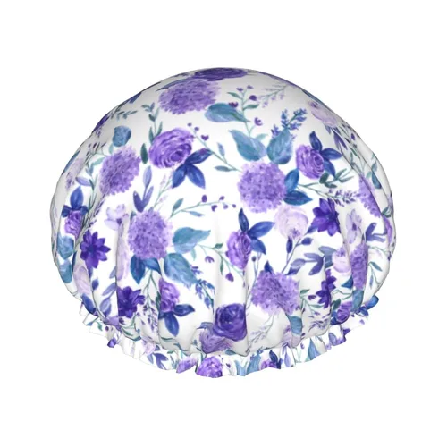 Vista 11 de Gorro de ducha de granja de animales abstractos de piel de vaca en blanco y negro para mujer, doble capa impermeable ajustable, gorra de baño