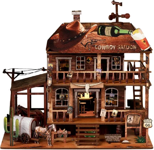 Vista 10 de Nookmaster Kit de rincón de libros – Biblioteca clásica en miniatura para casa de muñecas para libros con luces LED, regalo creativo de bricolaje