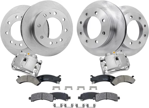 Vista 88 de Detroit Axle - Kit de frenos para Land Rover LR3 2005-2009, Rotores de freno deportivos Range Rover 2006-2009 y pastillas de freno de cerámica 2007