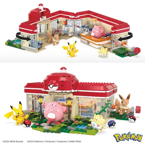 Vista 7 de MEGA - Juego de juguetes de construcción de Pokémon, centro de Pokémon del bosque con 648 piezas, 4 personajes posables, para niños