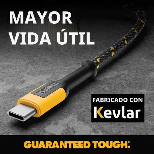 Vista 3 de DEWALT Heavy Duty USB C Cable, Jobsite 60 Watt USB C Cable, 1 ft