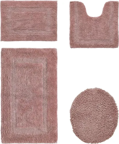Vista 186 de Better Trends - Juego de 2 alfombras de baño 100% algodón, extra suaves, con borlas, de 17" x 24", alfombra de baño superabsorbente y reversible