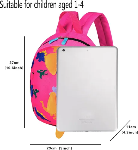 Vista 8 de YUPING Mochila de dinosaurio para niños pequeños con correa de seguridad para niños y niñas
