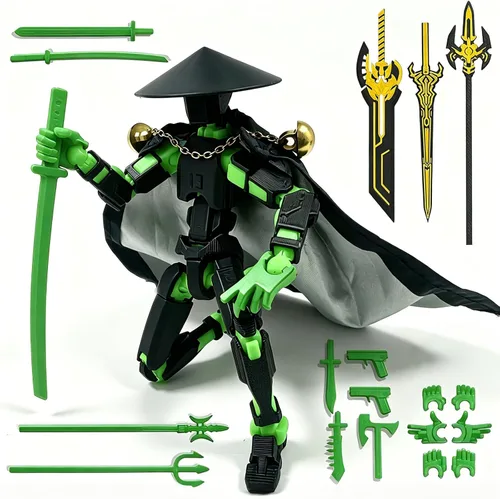 Vista 10 de DANONI Titan 13 - Juego de figuras de acción de Lucky Robot 13 impresas en 3D Las figuras de acción de robot movibles multiarticuladas incluyen un