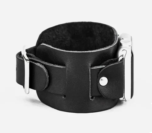 Vista 8 de Correa ancha de cuero compatible con Apple Watch de 1.496 in 1.575 in 1.614 in 1.654 in 1.732 in 1.772 in 1.811 in 1.929 in, hecho a mano UA 1240