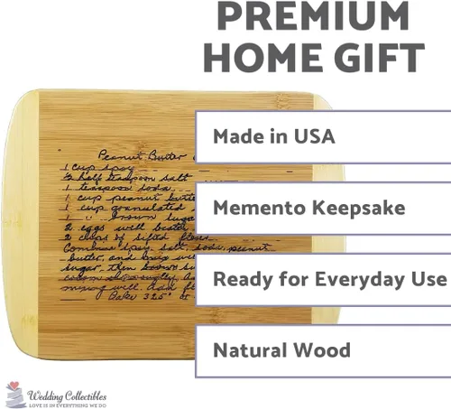 Vista 4 de Tabla de cortar de madera personalizada para recetas (gruesa), grabado a mano, receta Receta familiar, regalo de reliquia familiar Embutidos