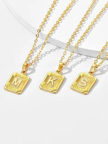 Vista 6 de U7 Initial Necklaces for Women a. Oro