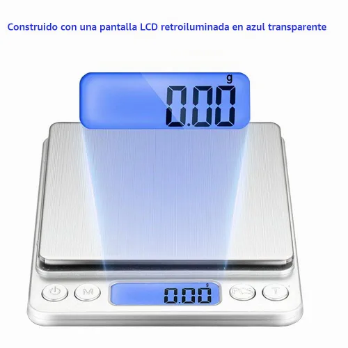 Vista 2 de Báscula digital pequeña, 6.6 lbs/0.00 oz, 6.6 libras, báscula de cocina, báscula de alimentos, con pantalla LCD retroiluminada azul, 6