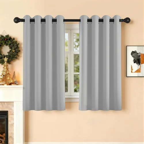 Vista 14 de Cortinas de oscurecimiento de habitación de 45 pulgadas de largo para dormitorio y sala de estar, cortinas térmicas aislantes con ojales
