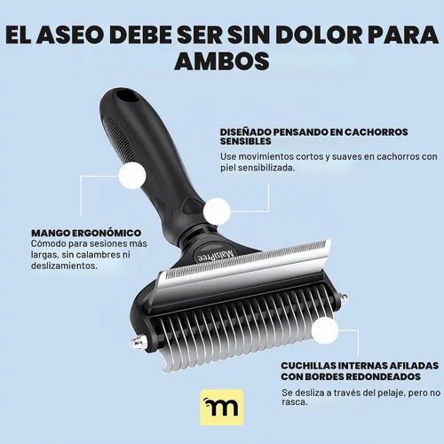 Vista 6 de MalsiPree - Cepillo para perro, grande, negro, 2 en 1 para subcapa y rastrillo desnatador