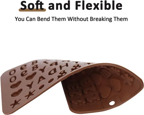 Vista 7 de 4 moldes de silicona para chocolate, moldes de silicona para letras y moldes de chocolate con números con símbolos de decoración de pasteles