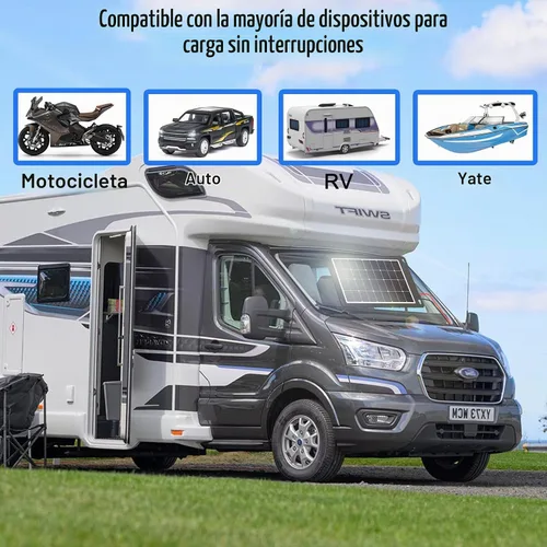 Vista 3 de Kit de panel solar de 20 W y 12 V con controlador mejorado para aplicaciones de automóviles, caravanas, motocicletas y marinas