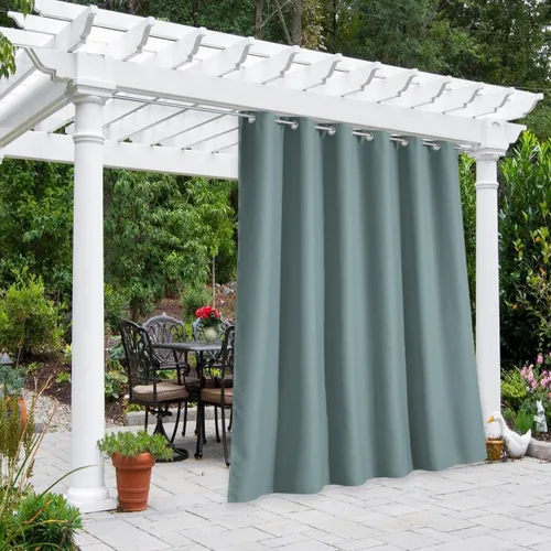 Vista 180 de NICETOWN Cortina para Exteriores para Patio Impermeable de 84 Pulgadas de Ancho, Aislamiento Térmico con Ojales Antioxidantes Bloqueo UV Cortina