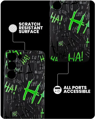 Vista 3 de SIMPLYMDRN Funda delgada para Samsung S23, diseño de Joker Haha, funda genial para hombre, funda de diseñador de villanos de superhéroes, delgada