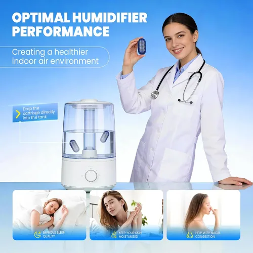 Vista 3 de Cartucho de desmineralización para humidificadores ultrasónicos, evita la acumulación de agua dura, reduce el polvo blanco, purifica el agua