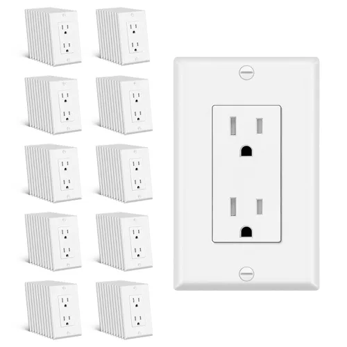 Vista 18 de CML - Paquete de 50 tomas de corriente de 15 amperios resistentes a manipulaciones, certificación UL Decorator Electrical Outlets, 15A/125V, NEMA
