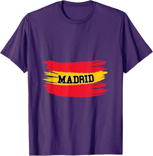 Vista 17 de Camiseta familiar de España Madrid con bandera española envejecida, Negro