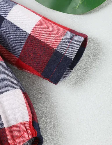 Vista 4 de Ropa para bebés y niños pequeños, 1 pieza, ropa de otoño de franela a cuadros