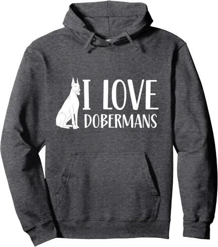 Vista 4 de I Love Dobermans Doberman - Sudadera con capucha para amantes de los perros, Negro