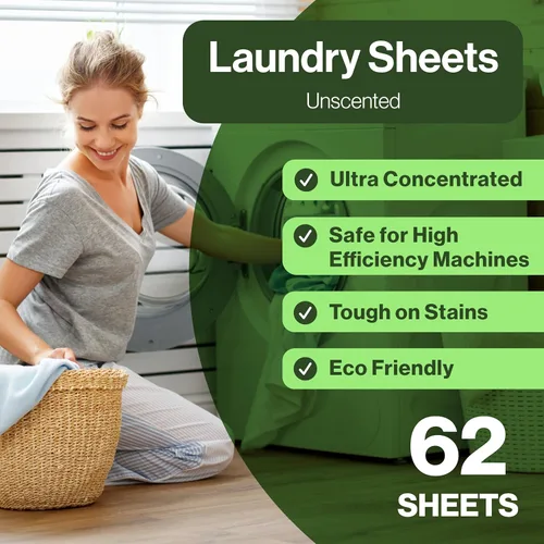 Vista 3 de Happy Elephant Hojas de detergente para ropa, sin fragancia, hojas de lavandería naturales biodegradables, a base de plantas, resistentes a