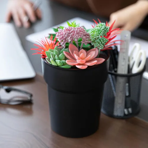 Vista 4 de BarGifts Maceta de Flores Negra Caja de Seguridad de Desviación, Caja de Almacenamiento Secreto Oculta Mantén Tus Objetos de Valor Seguros Como