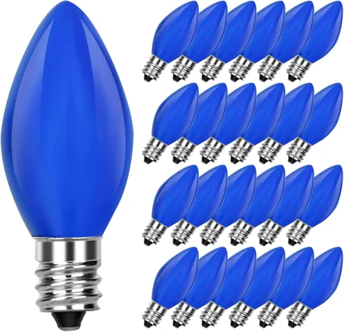 Vista 7 de Paquete de 25 bombillas C7 transparentes de repuesto, bombillas C7 de Navidad para exteriores, bombillas nocturnas de 5 W, bombillas incandescentes