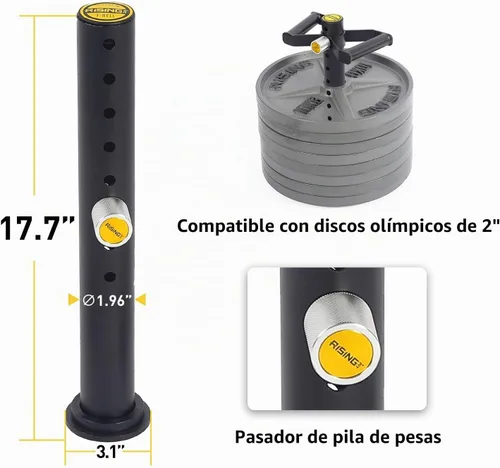 Vista 2 de Mango de pesas rusas ajustable, mango de pesas rusas resistente para platos, pasador de carga con barra en D, doble barra en D y barra en T