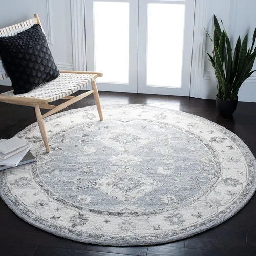 Vista 9 de SAFAVIEH Suzani Collection - Alfombra decorativa de 2 x 3 pies, gris y marfil, lana bohemia hecha a mano, ideal para zonas de alto tráfico