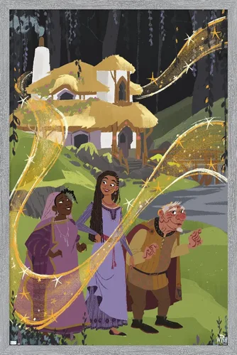 Vista 13 de Trends International Disney Wish - Póster de collage 1 (familiar), 14.72 x 22.37 pulgadas, versión enmarcada de madera de granero