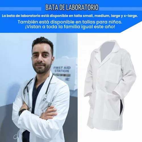 Vista 2 de Dress Up America Abrigo de laboratorio médico unisex para adultos, color blanco