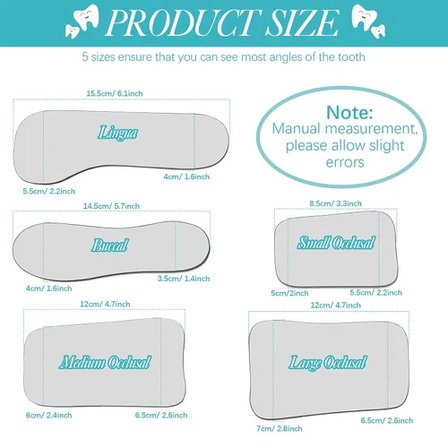Vista 2 de 5 Piezas Espejo Dental Intraoral Reflector Oclusal para Fotografía Intraoral Espejo de 2 Lados Vidrio Plateado Intraoral para Foto Dental