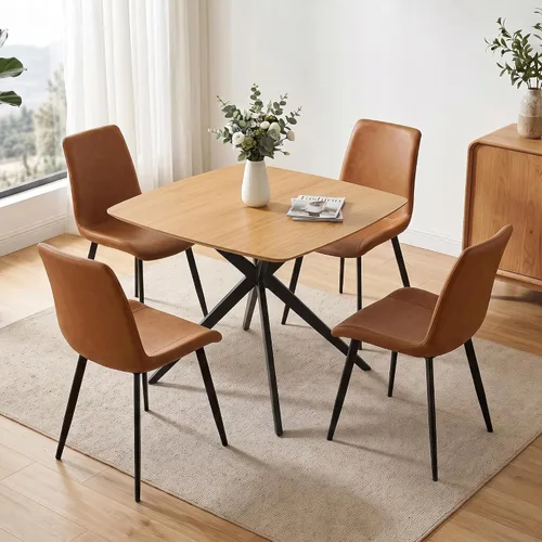 Vista 10 de HIPIHOM Oak Dining Table for Small Spaces, Solid Wood Kitchen Table for 2-4