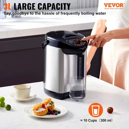 Vista 2 de VEVOR Dispensador de agua caliente, caldera y calentador de agua ajustable de 4 temperaturas, calentador de agua de encimera de acero inoxidable