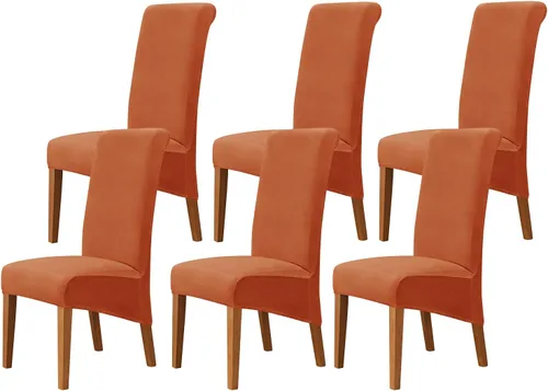 Vista 61 de Juego de 2 fundas de terciopelo para sillas de comedor, color beige, fundas elásticas para sillas de comedor y cocina, reutilizables, protector