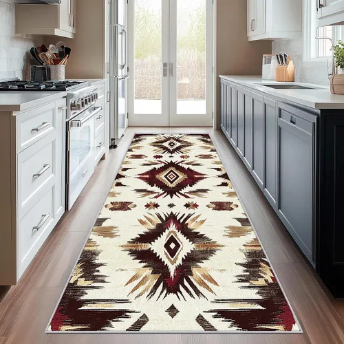 Vista 8 de Aztec Runner Rug 2x6 - Hallway Runner Rug Southwest Native American Rustic Boho Ethnic Retro Pattern, Non Slip, Washable, Aztec Home Decor Carpet