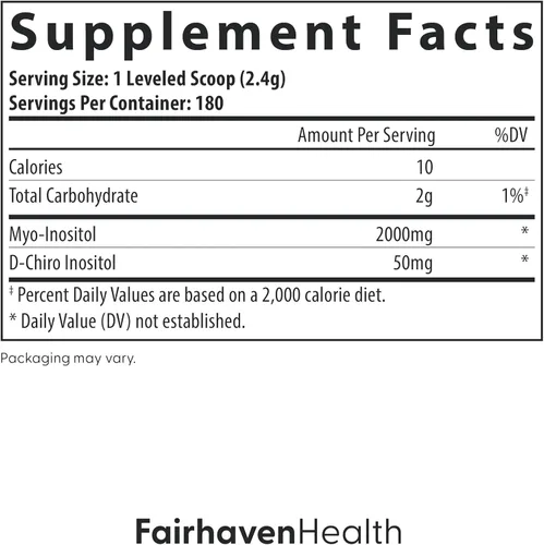 Vista 3 de Fairhaven Health Myo-inositol y D-Chiro Inositol Powder Proporción 40:1 Equilibrio ovárico y hormonal saludable para mujeres* Suplemento