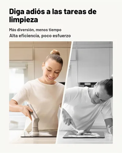 Vista 6 de HOTO Cepillo giratorio eléctrico de mano de mango corto, IPX7, resistente al agua, cepillo de limpieza de baño, máximo 22 pulgadas-lb, con 9