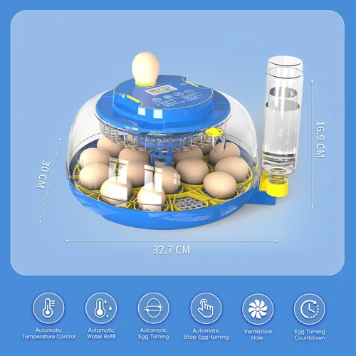 Vista 8 de Incubadoras para incubar huevos Incubadora automática de huevos con control de temperatura y pantalla de humedad de 12, 18, 48 huevos para pollo