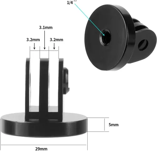Vista 5 de Paquete de 2 soportes de trípode de aluminio con tornillo de mariposa de aluminio roscado, adaptador de montaje para GoPro Hero 11, 10, 9, 8, 1/4